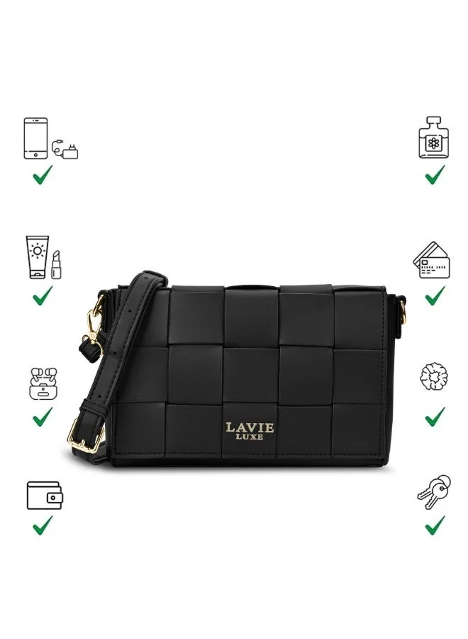 Lavie  Luxe Women's Bot Elle Flap Crossbody (Black) for Women | Best Price UAE